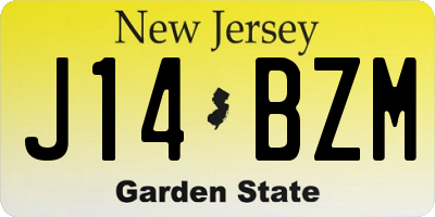 NJ license plate J14BZM