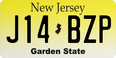 NJ license plate J14BZP