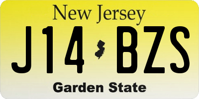 NJ license plate J14BZS