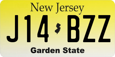 NJ license plate J14BZZ