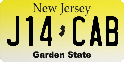 NJ license plate J14CAB