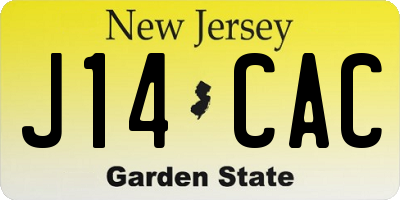 NJ license plate J14CAC