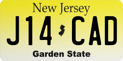 NJ license plate J14CAD