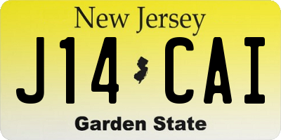 NJ license plate J14CAI