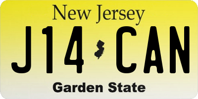 NJ license plate J14CAN