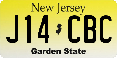 NJ license plate J14CBC