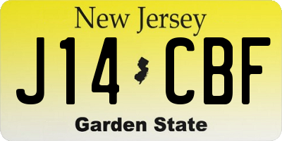 NJ license plate J14CBF