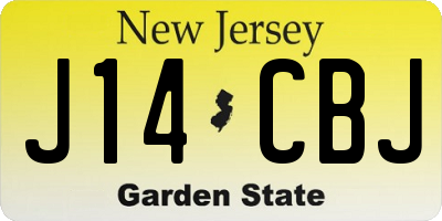 NJ license plate J14CBJ