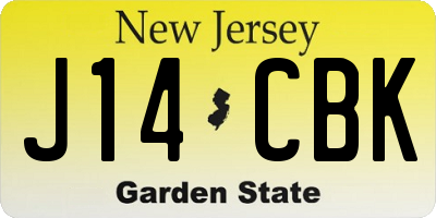 NJ license plate J14CBK