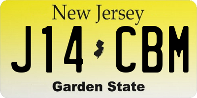 NJ license plate J14CBM