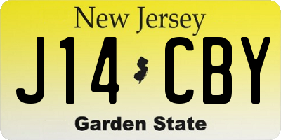 NJ license plate J14CBY