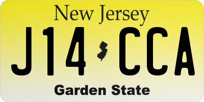 NJ license plate J14CCA