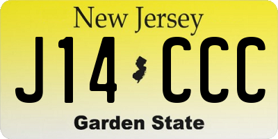 NJ license plate J14CCC