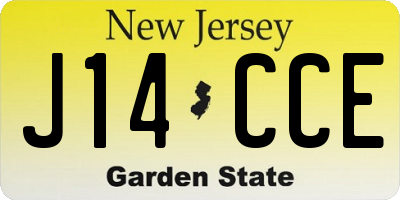 NJ license plate J14CCE