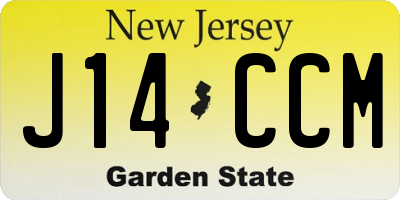 NJ license plate J14CCM