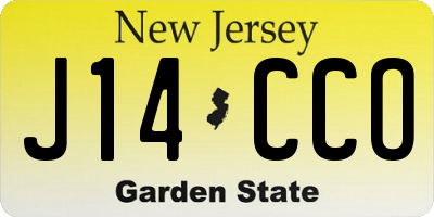 NJ license plate J14CCO
