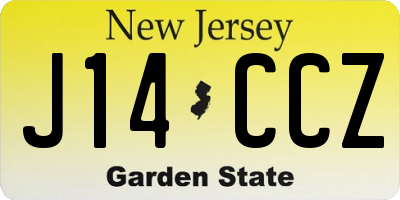 NJ license plate J14CCZ
