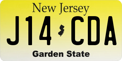 NJ license plate J14CDA