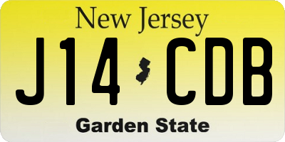 NJ license plate J14CDB