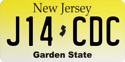 NJ license plate J14CDC