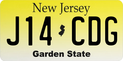 NJ license plate J14CDG
