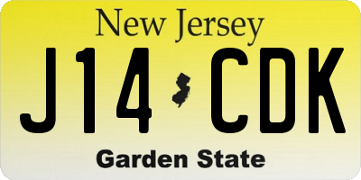 NJ license plate J14CDK