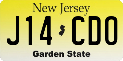 NJ license plate J14CDO
