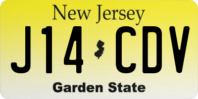 NJ license plate J14CDV