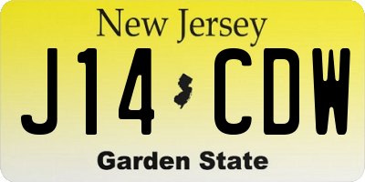 NJ license plate J14CDW