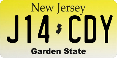 NJ license plate J14CDY