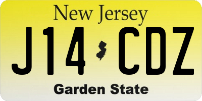 NJ license plate J14CDZ