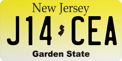 NJ license plate J14CEA