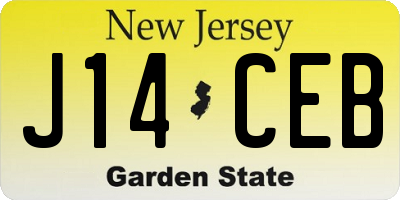 NJ license plate J14CEB