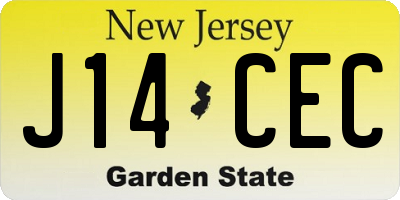 NJ license plate J14CEC