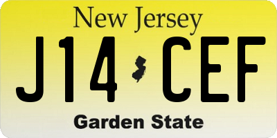 NJ license plate J14CEF