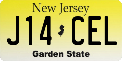 NJ license plate J14CEL