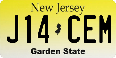 NJ license plate J14CEM