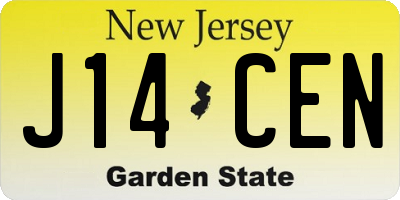 NJ license plate J14CEN