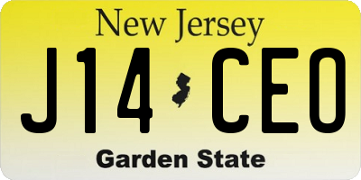 NJ license plate J14CEO