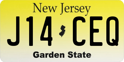 NJ license plate J14CEQ