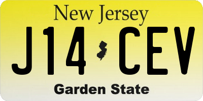 NJ license plate J14CEV