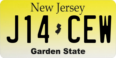 NJ license plate J14CEW