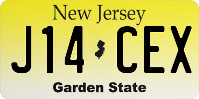 NJ license plate J14CEX