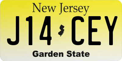 NJ license plate J14CEY