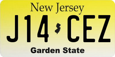 NJ license plate J14CEZ