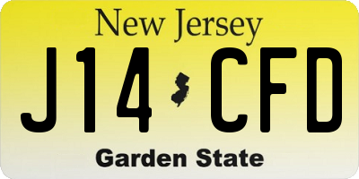 NJ license plate J14CFD