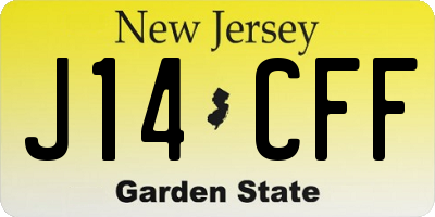 NJ license plate J14CFF