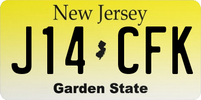 NJ license plate J14CFK