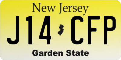 NJ license plate J14CFP