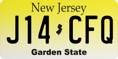 NJ license plate J14CFQ